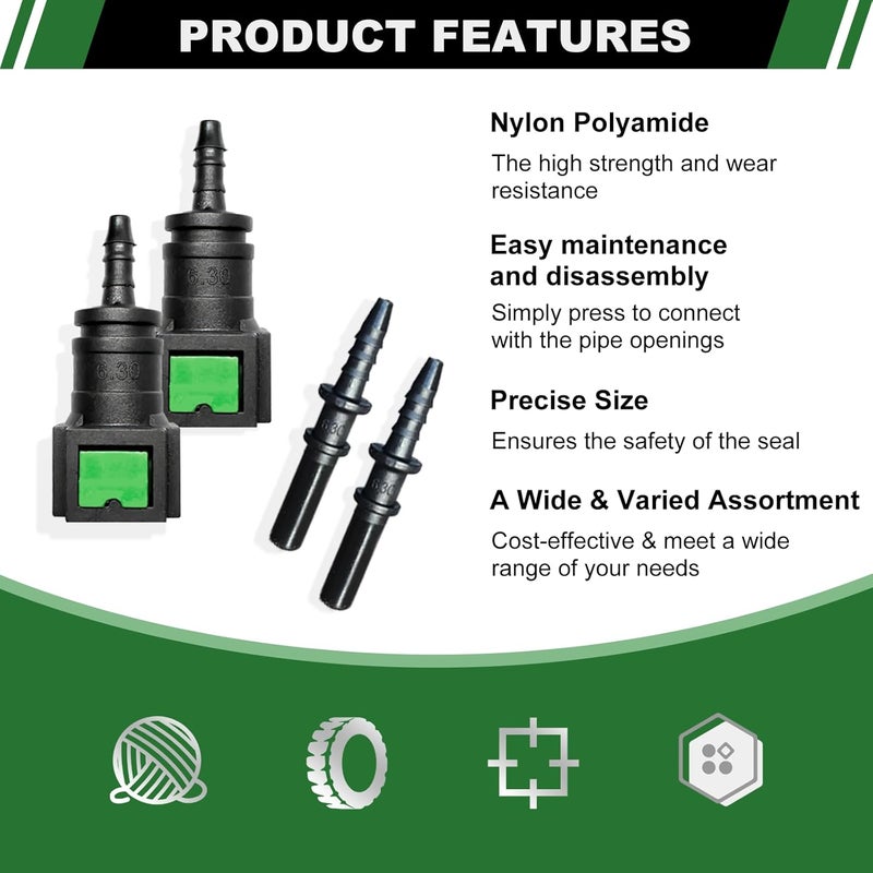 Japtend Fuel Line Quick Connect Set, 2 Sets Fuel Line Hose Quick Release Connect Fittings Include Straight Pipe Connector SAE 6.3mm to ID 3mm - Image 3